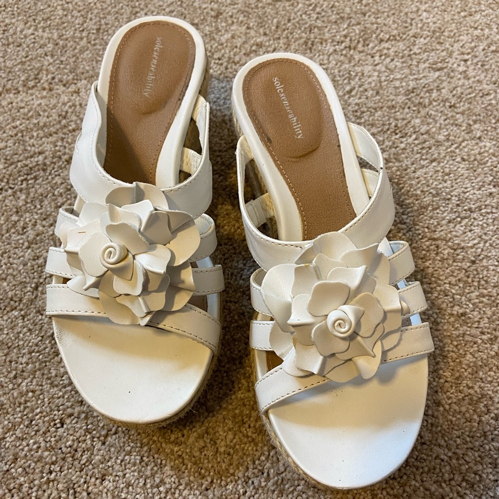 Elegant White Floral Heels